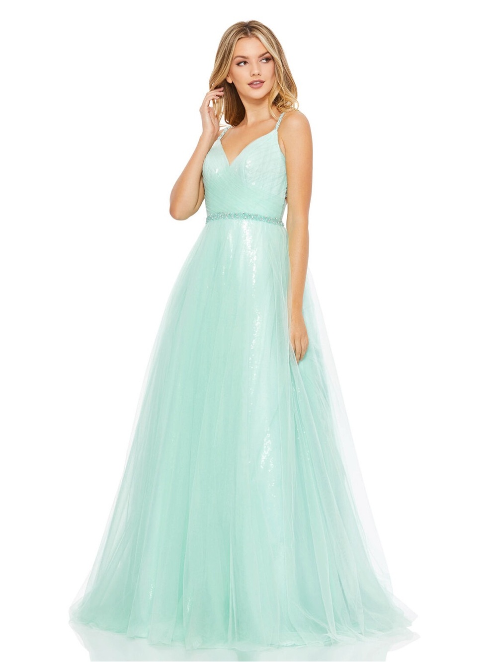Mac Duggal 67565 Surplice Bodice Criss Cross Back Dress. $498